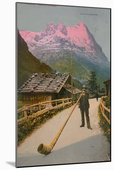 Postcard of an Alphorn Blower, Sent in 1913-Swiss photographer-Mounted Giclee Print