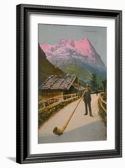 Postcard of an Alphorn Blower, Sent in 1913-Swiss photographer-Framed Giclee Print