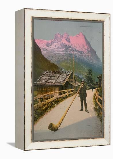 Postcard of an Alphorn Blower, Sent in 1913-Swiss photographer-Framed Premier Image Canvas