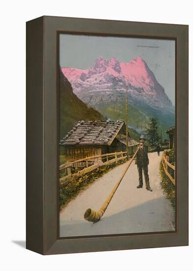 Postcard of an Alphorn Blower, Sent in 1913-Swiss photographer-Framed Premier Image Canvas