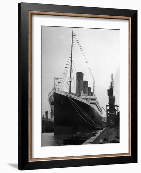 Postcard of British Luxury Liner "S.S. Titanic" in Dock at Southampton Prior to Fatal Maiden Voyage-null-Framed Photographic Print