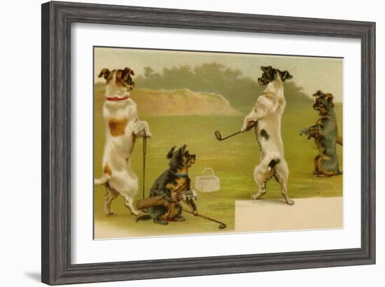 Postcard of Dogs Golfing-null-Framed Giclee Print