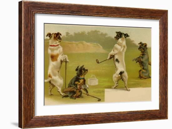 Postcard of Dogs Golfing-null-Framed Giclee Print