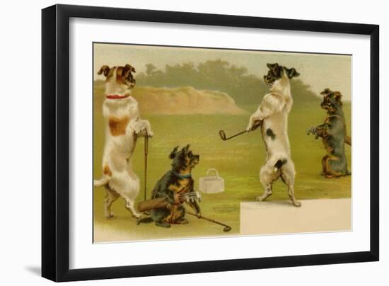 Postcard of Dogs Golfing-null-Framed Giclee Print