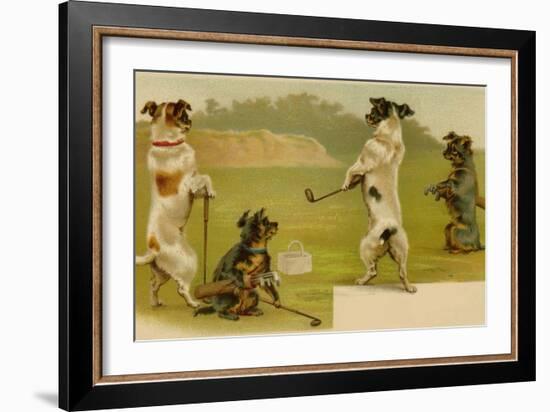 Postcard of Dogs Golfing-null-Framed Giclee Print