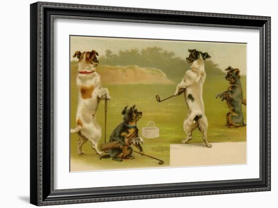 Postcard of Dogs Golfing-null-Framed Giclee Print