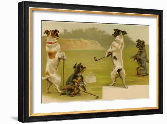 Postcard of Dogs Golfing-null-Framed Giclee Print