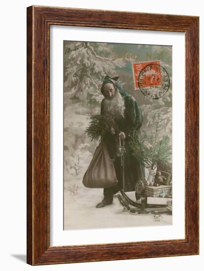 Postcard of Father Christmas, Sent on 24th December 1913-French Photographer-Framed Giclee Print