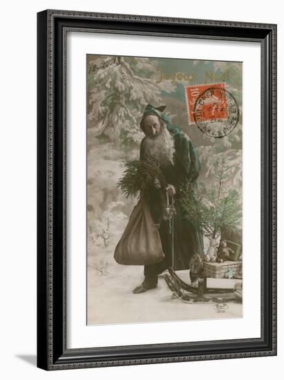 Postcard of Father Christmas, Sent on 24th December 1913-French Photographer-Framed Giclee Print