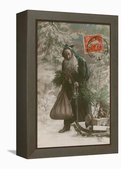 Postcard of Father Christmas, Sent on 24th December 1913-French Photographer-Framed Premier Image Canvas