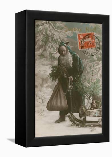 Postcard of Father Christmas, Sent on 24th December 1913-French Photographer-Framed Premier Image Canvas