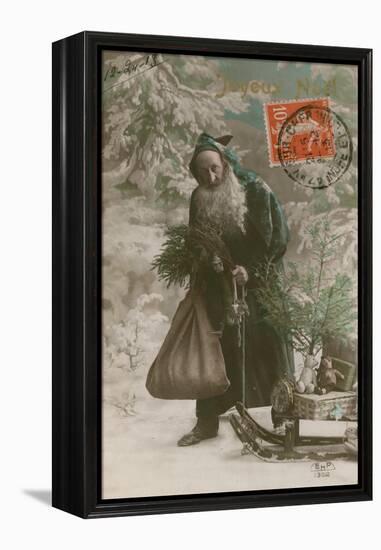Postcard of Father Christmas, Sent on 24th December 1913-French Photographer-Framed Premier Image Canvas