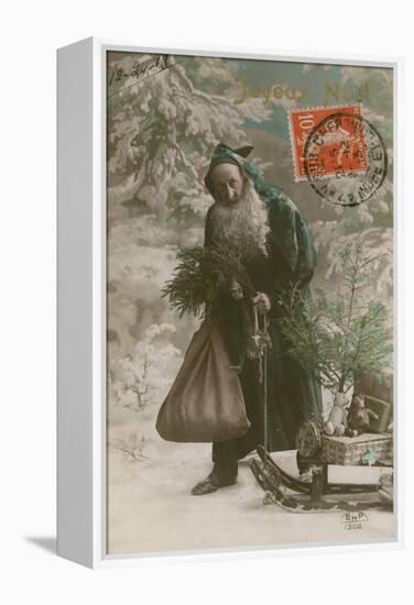 Postcard of Father Christmas, Sent on 24th December 1913-French Photographer-Framed Premier Image Canvas