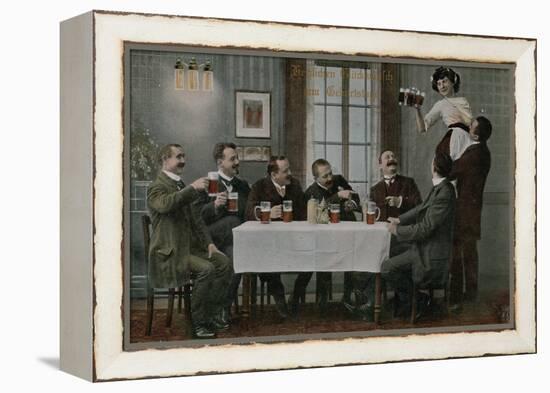 Postcard of Germans Drinking Beer and Having Fun with the Waitress, Sent in 1913-German photographer-Framed Premier Image Canvas