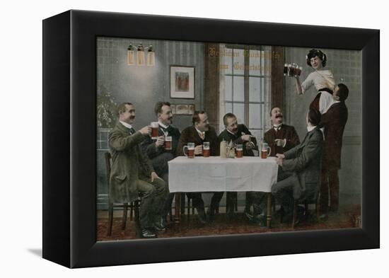 Postcard of Germans Drinking Beer and Having Fun with the Waitress, Sent in 1913-German photographer-Framed Premier Image Canvas