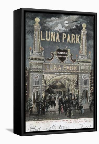 Postcard of Luna Park at Coney Island-null-Framed Premier Image Canvas