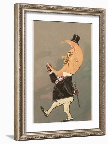 Postcard of the Cresent Moon as the Face of a Man-null-Framed Giclee Print