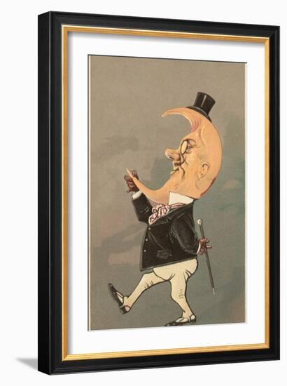 Postcard of the Cresent Moon as the Face of a Man-null-Framed Giclee Print