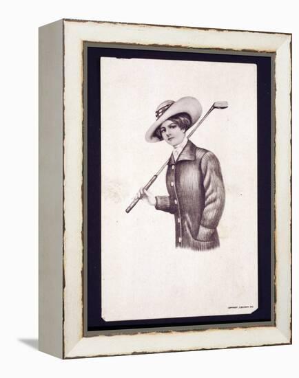 Postcard of woman holding golf club, c1900-Unknown-Framed Premier Image Canvas