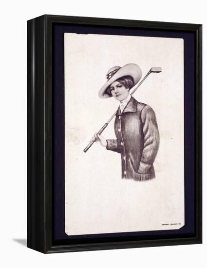 Postcard of woman holding golf club, c1900-Unknown-Framed Premier Image Canvas