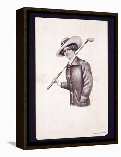 Postcard of woman holding golf club, c1900-Unknown-Framed Premier Image Canvas
