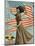 Postcard of Woman Waving American Flag-Rykoff Collection-Mounted Photographic Print