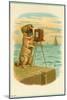 Postcard with a Pug and Camera-null-Mounted Giclee Print