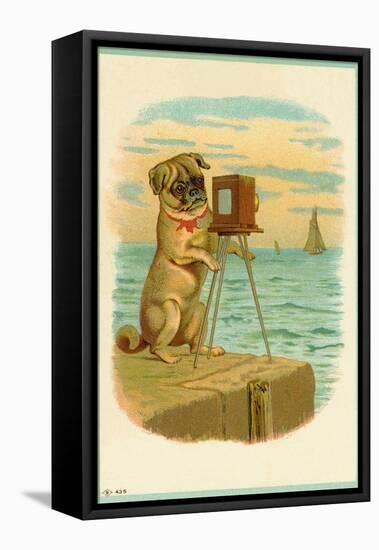 Postcard with a Pug and Camera-null-Framed Premier Image Canvas