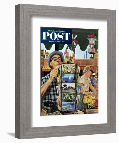 "Postcards" Saturday Evening Post Cover, August 25, 1951-Stevan Dohanos-Framed Giclee Print