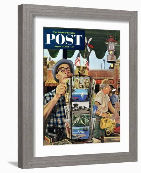"Postcards" Saturday Evening Post Cover, August 25, 1951-Stevan Dohanos-Framed Giclee Print