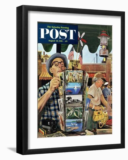 "Postcards" Saturday Evening Post Cover, August 25, 1951-Stevan Dohanos-Framed Giclee Print