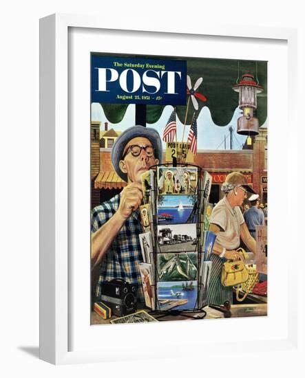 "Postcards" Saturday Evening Post Cover, August 25, 1951-Stevan Dohanos-Framed Giclee Print