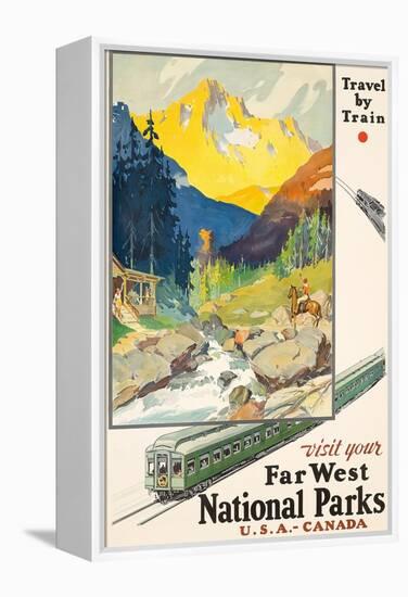 Poster adverting train travel to National Parks. Printed by Newman-Monroe Co., Chicago, ca. 1930-null-Framed Premier Image Canvas