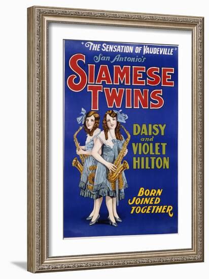 Poster Advertisement for Siamese Twins Daisy and Violet Hilton-null-Framed Giclee Print