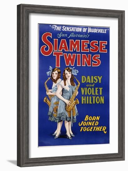 Poster Advertisement for Siamese Twins Daisy and Violet Hilton-null-Framed Giclee Print