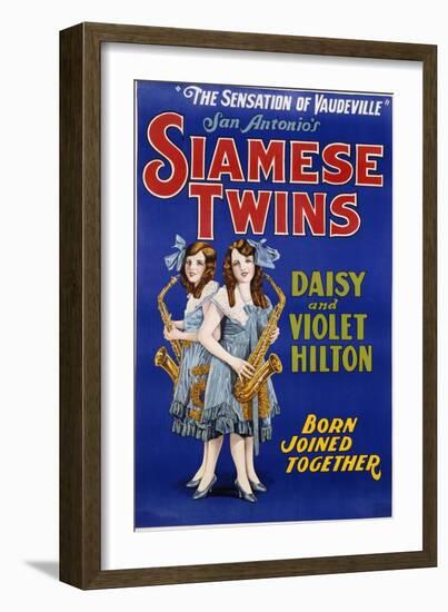 Poster Advertisement for Siamese Twins Daisy and Violet Hilton--Framed Giclee Print