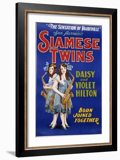 Poster Advertisement for Siamese Twins Daisy and Violet Hilton-null-Framed Giclee Print