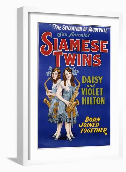 Poster Advertisement for Siamese Twins Daisy and Violet Hilton--Framed Giclee Print