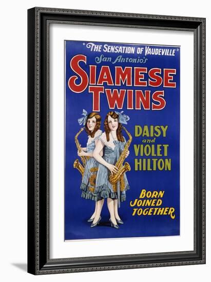 Poster Advertisement for Siamese Twins Daisy and Violet Hilton--Framed Giclee Print