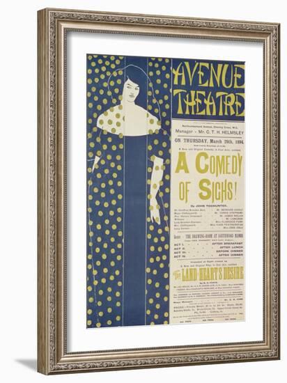 Poster Advertising A Comedy of Sighs, a Play by John Todhunter, 1894-Aubrey Beardsley-Framed Giclee Print