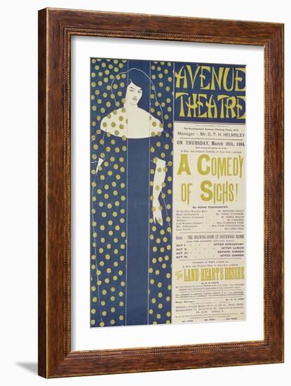 Poster Advertising A Comedy of Sighs, a Play by John Todhunter, 1894-Aubrey Beardsley-Framed Giclee Print