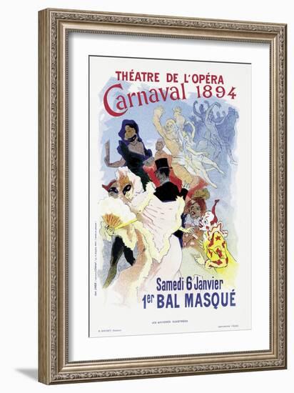 Poster Advertising a Masked Ball and Carnival, at the Theatre De L'Opera, 1894-Jules Chéret-Framed Giclee Print