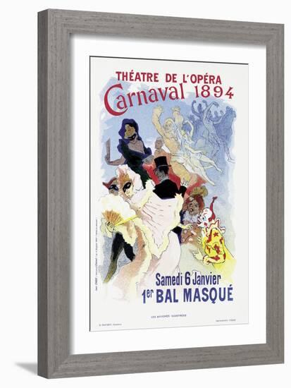 Poster Advertising a Masked Ball and Carnival, at the Theatre De L'Opera, 1894-Jules Chéret-Framed Giclee Print