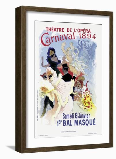 Poster Advertising a Masked Ball and Carnival, at the Theatre De L'Opera, 1894-Jules Chéret-Framed Giclee Print