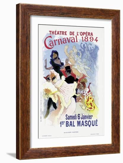 Poster Advertising a Masked Ball and Carnival, at the Theatre De L'Opera, 1894-Jules Chéret-Framed Giclee Print