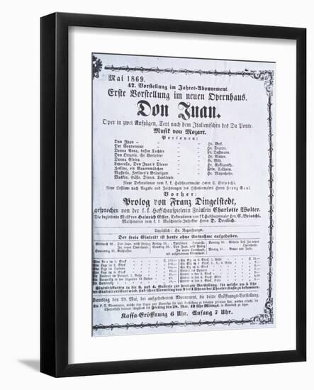 Poster Advertising a Performance of "Don Juan" by Wolfgang Amadeus Mozart May 1869-null-Framed Giclee Print