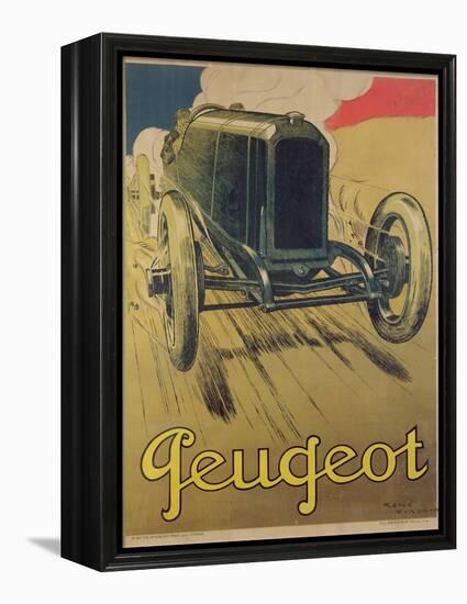 Poster Advertising a Peugeot Racing Car, C.1918 (Colour Litho)-René Vincent-Framed Premier Image Canvas