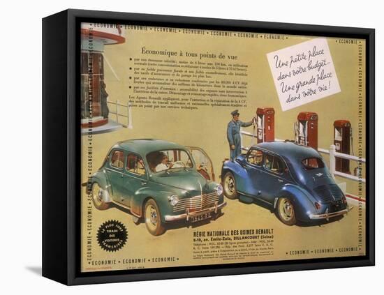 Poster Advertising a Renault 4Cv, 1949-null-Framed Premier Image Canvas