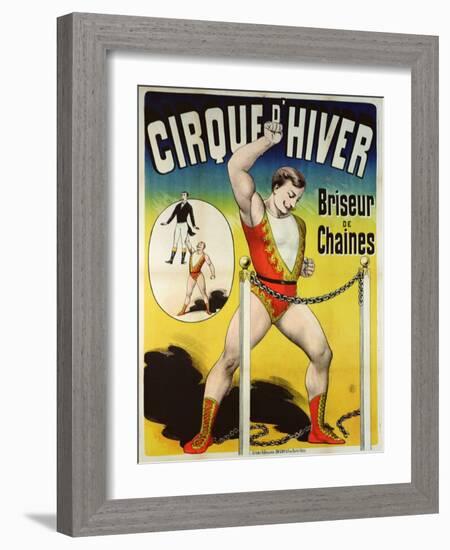 Poster Advertising a Strongman at the 'Cirque D'Hiver'-null-Framed Giclee Print