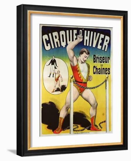 Poster Advertising a Strongman at the 'Cirque D'Hiver'-null-Framed Giclee Print